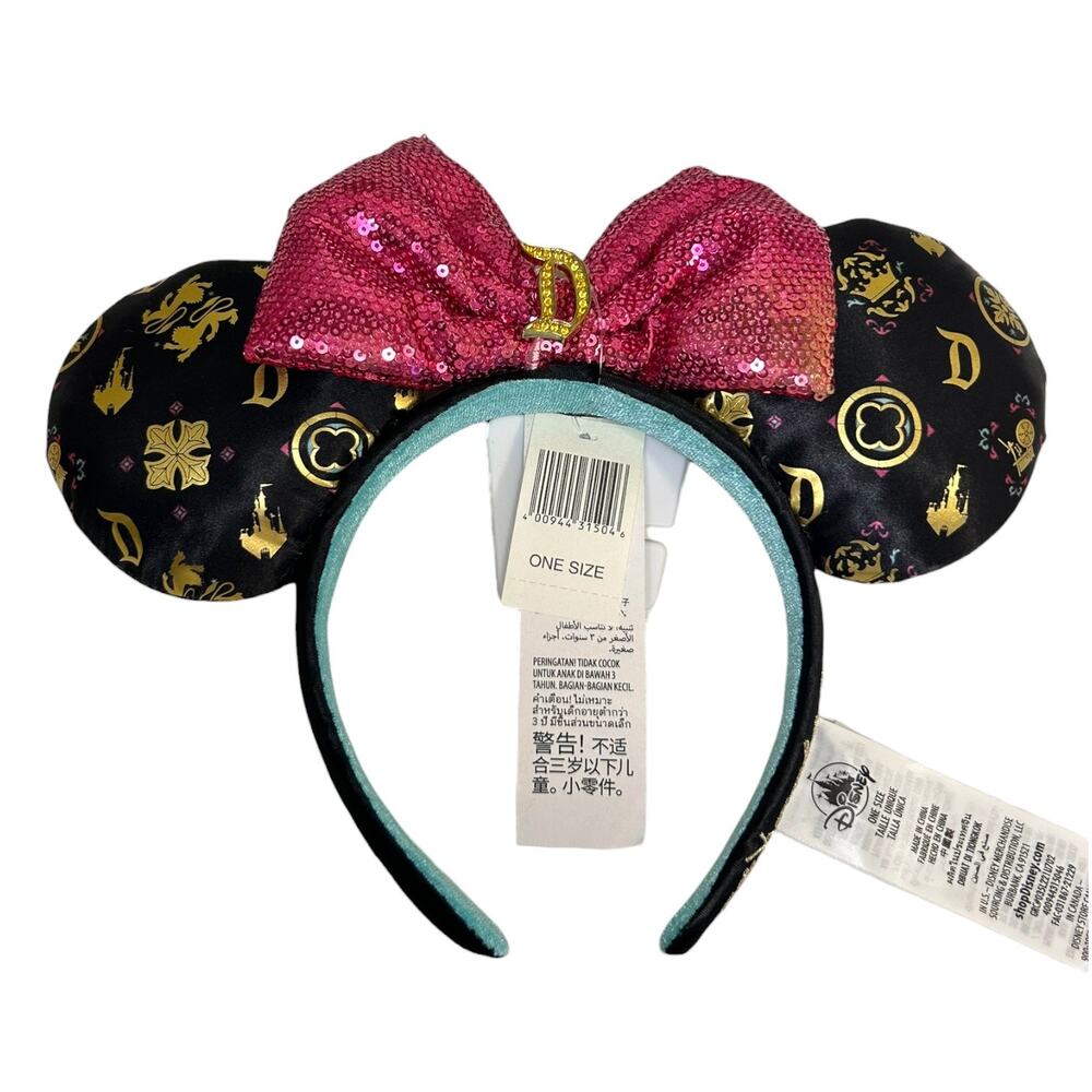 Disneyland Resort NWT Minnie Mouse Ears Sleeping Beauty Castle Bow Pink Black OS